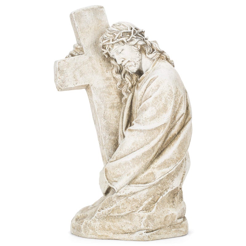 Joseph's Studio by Roman, Jesus Holding a Cross Garden Statue, Religious Outdoor Decor - Image 1